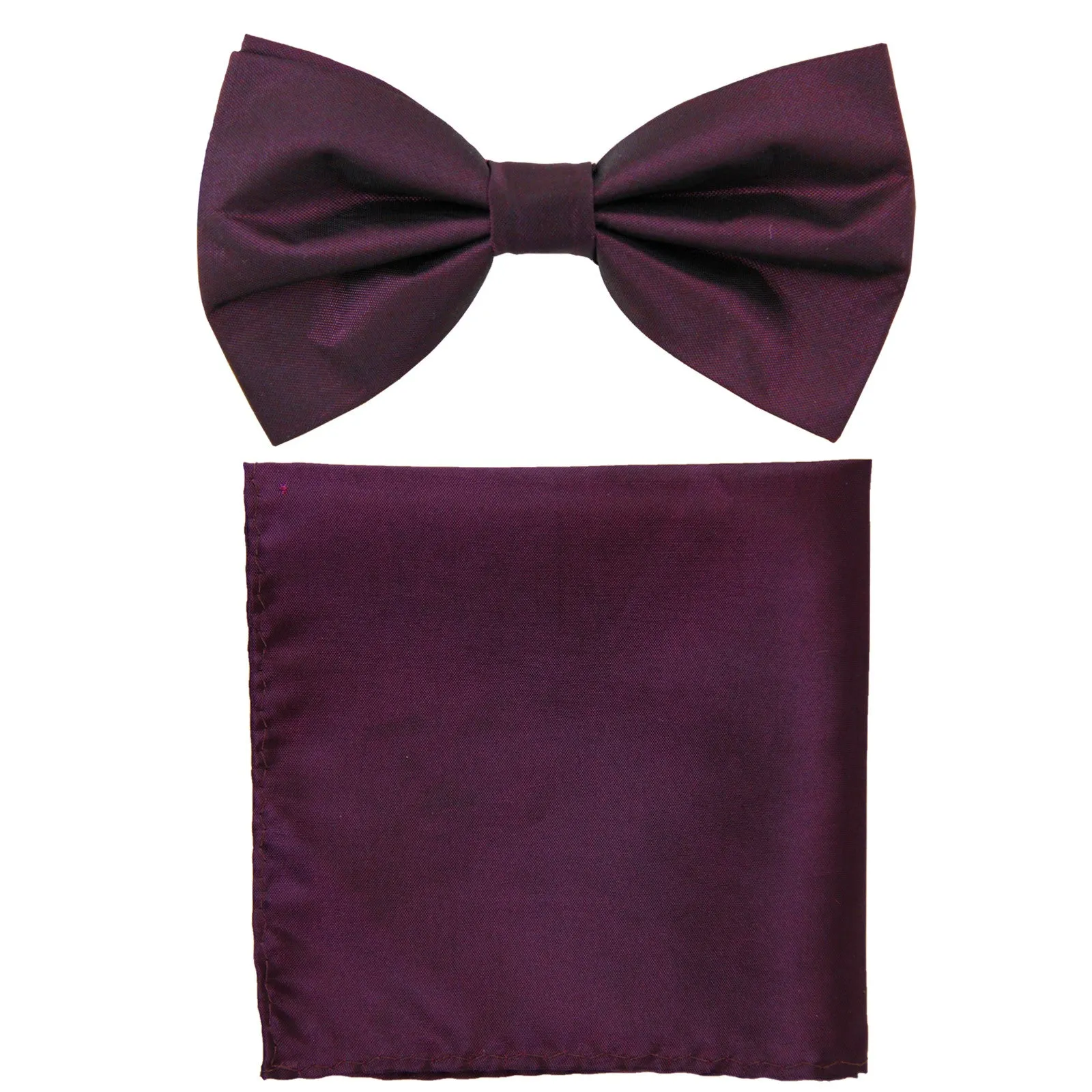 New formal men's pre tied Bow tie & Pocket Square Hankie chinz solid