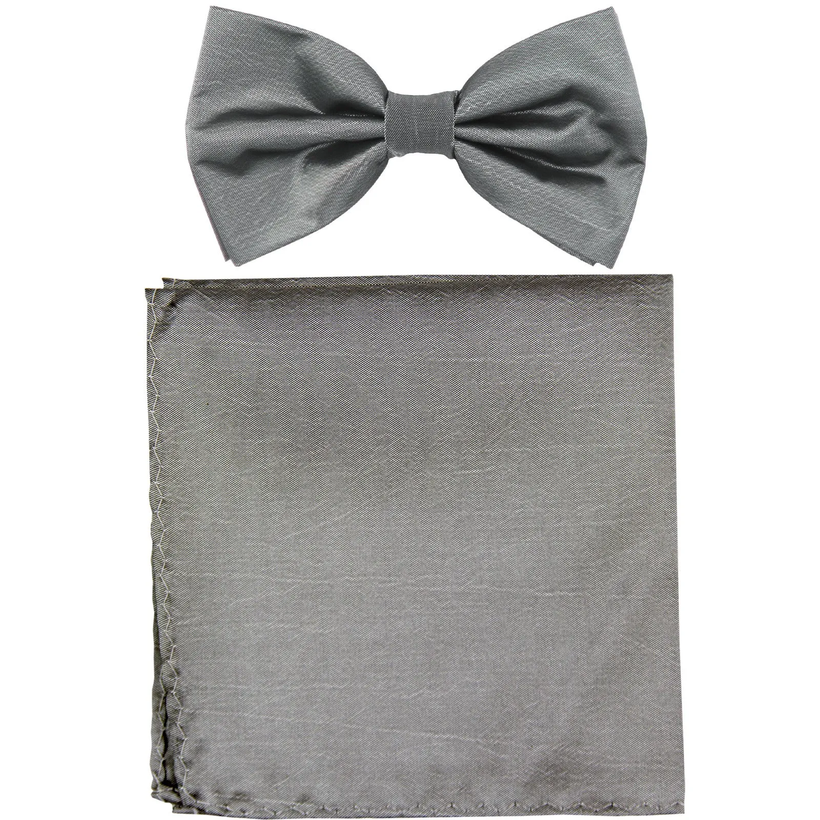 New formal men's pre tied Bow tie & Pocket Square Hankie chinz solid