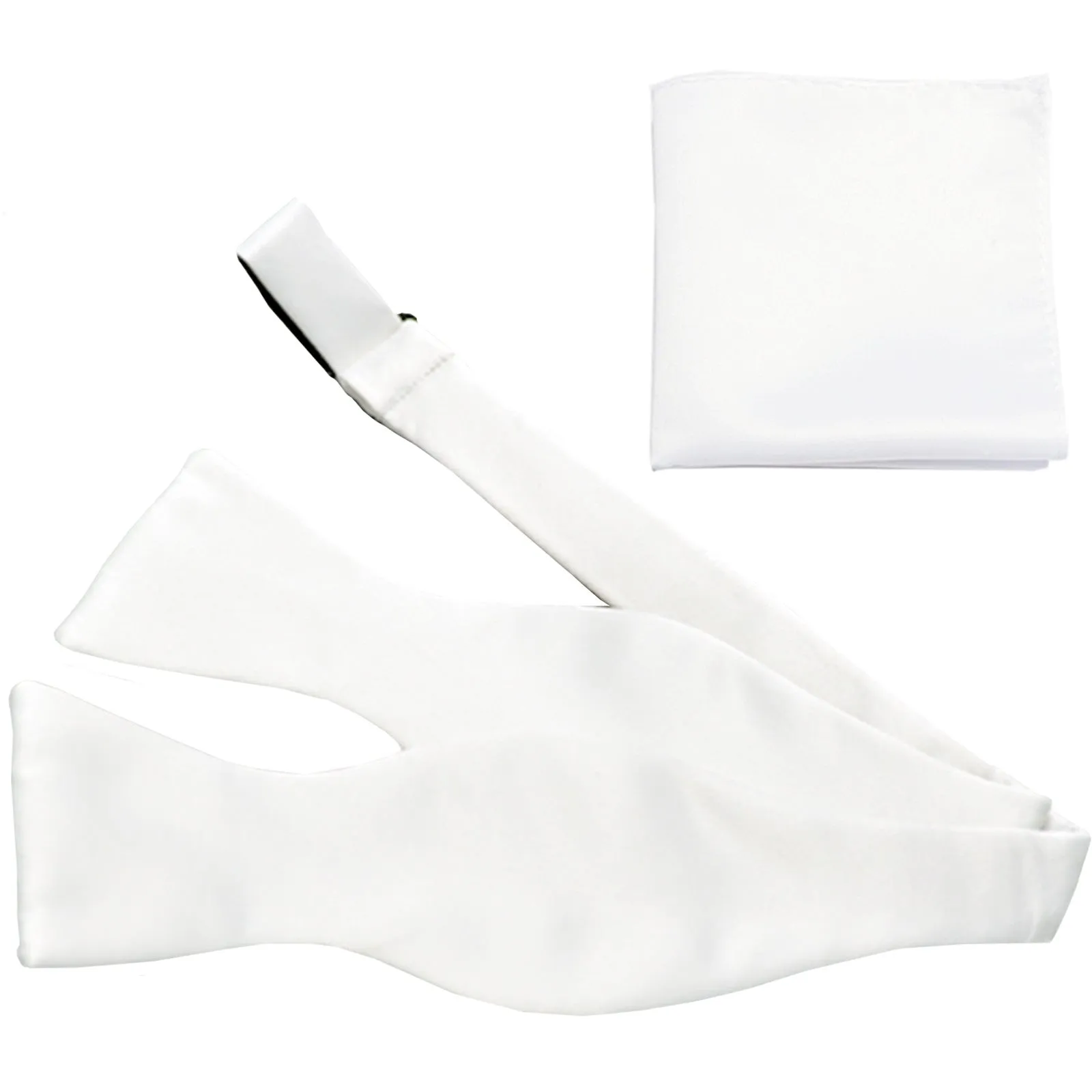 New Men's 100% Polyester Solid Formal Self-tied Bow Tie & hankie set