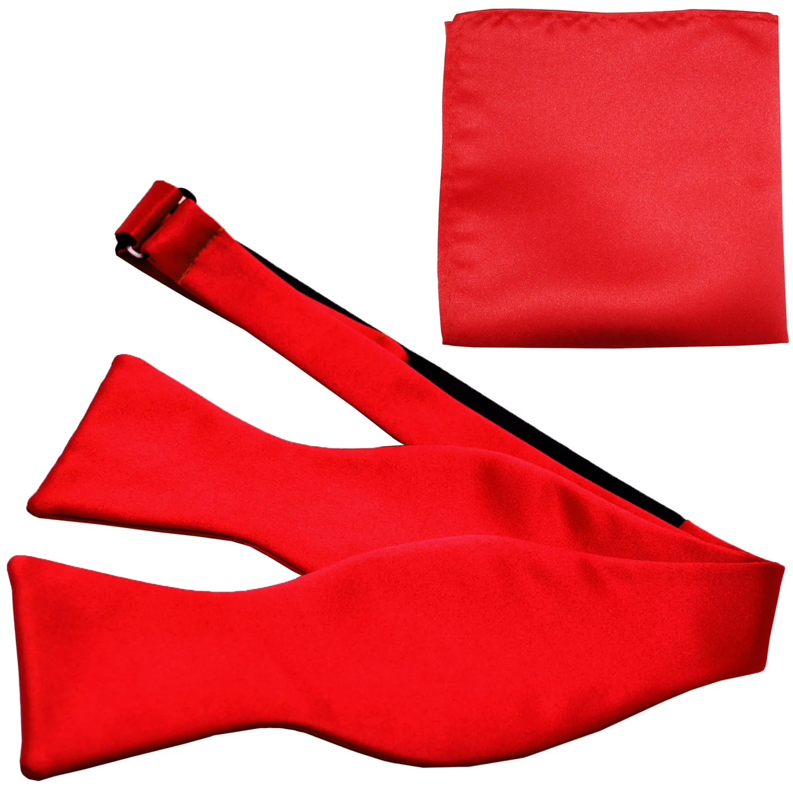 New Men's 100% Polyester Solid Formal Self-tied Bow Tie & hankie set