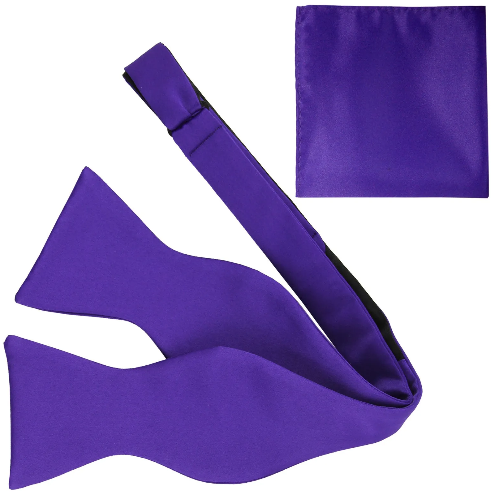 New Men's 100% Polyester Solid Formal Self-tied Bow Tie & hankie set