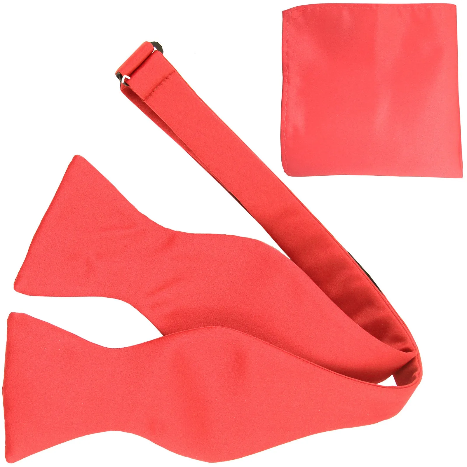 New Men's 100% Polyester Solid Formal Self-tied Bow Tie & hankie set