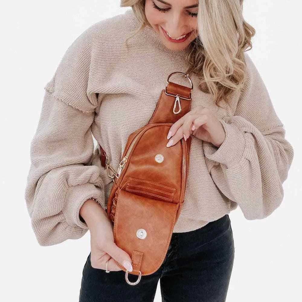 Pretty Simple | Waverly Woven Sling Bag (Free Strap Extender!): Fuchsia
