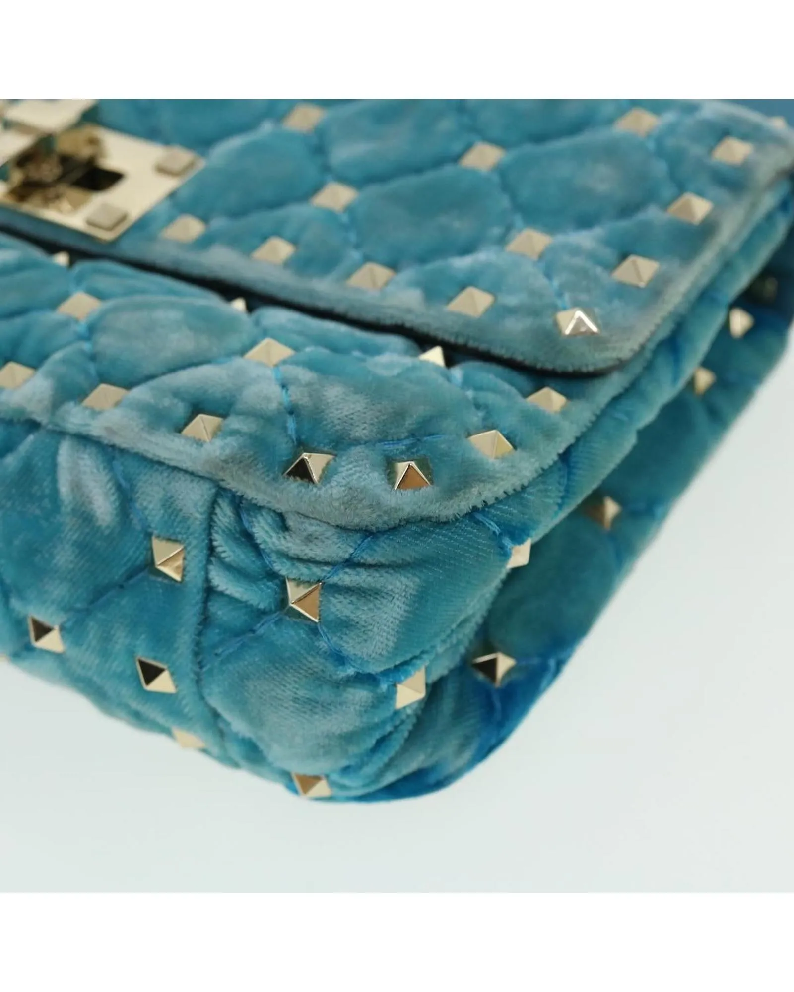 Quilted Velor Shoulder Bag with Chain Strap