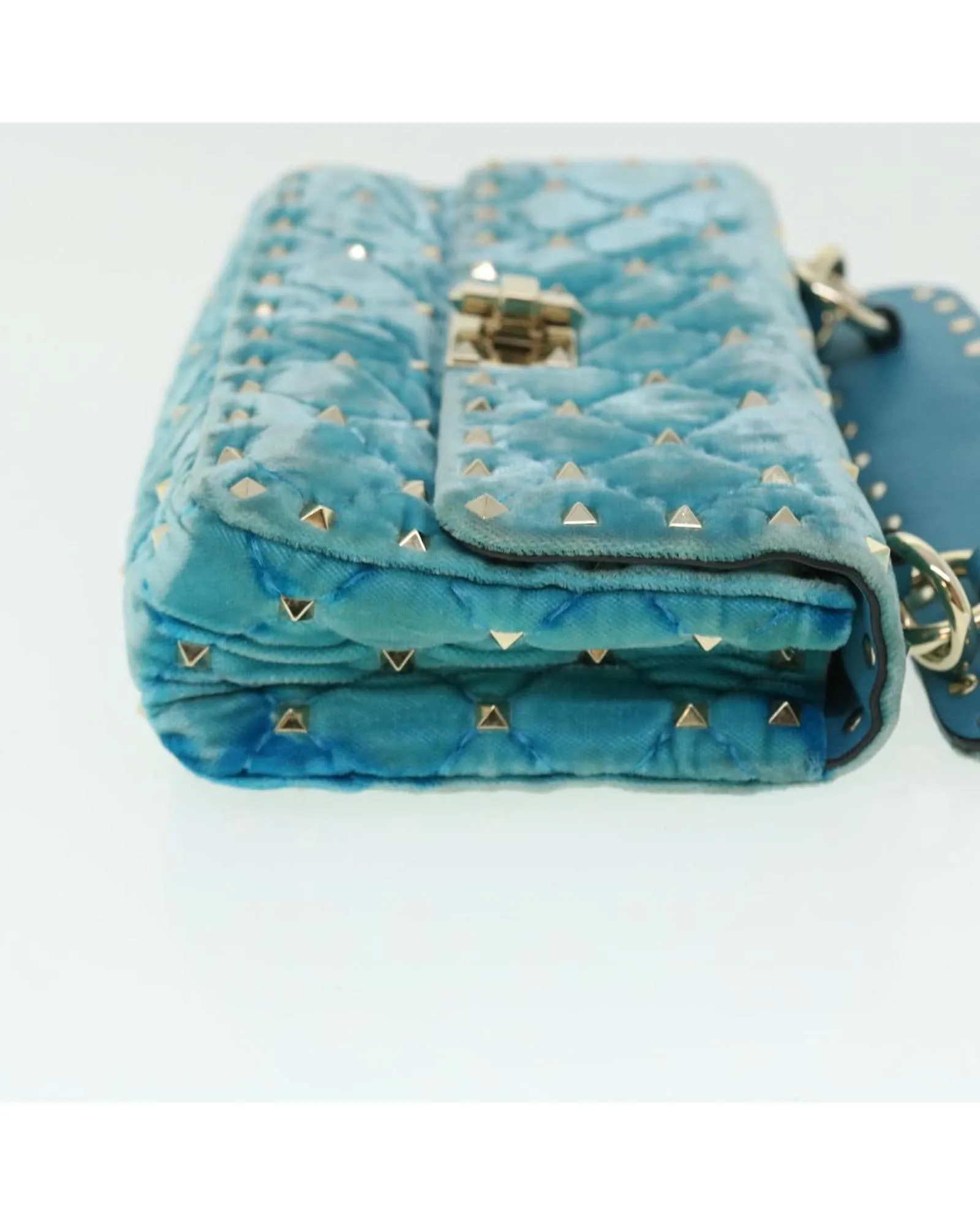 Quilted Velor Shoulder Bag with Chain Strap