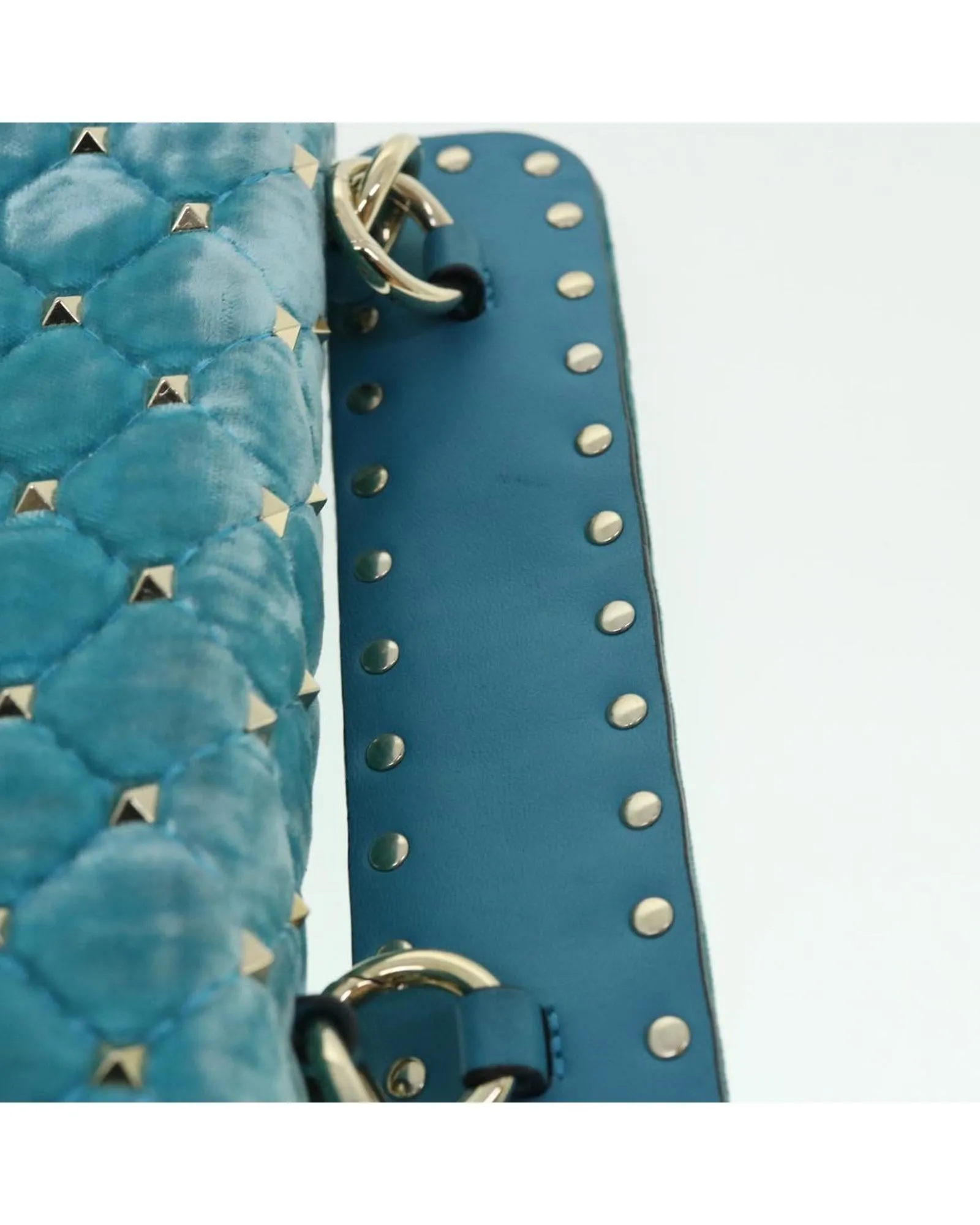 Quilted Velor Shoulder Bag with Chain Strap