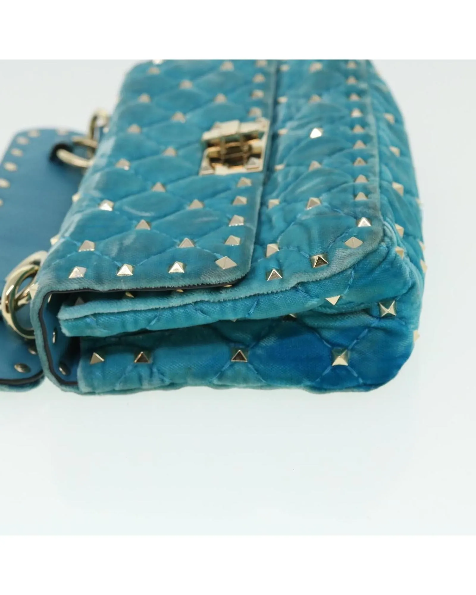 Quilted Velor Shoulder Bag with Chain Strap