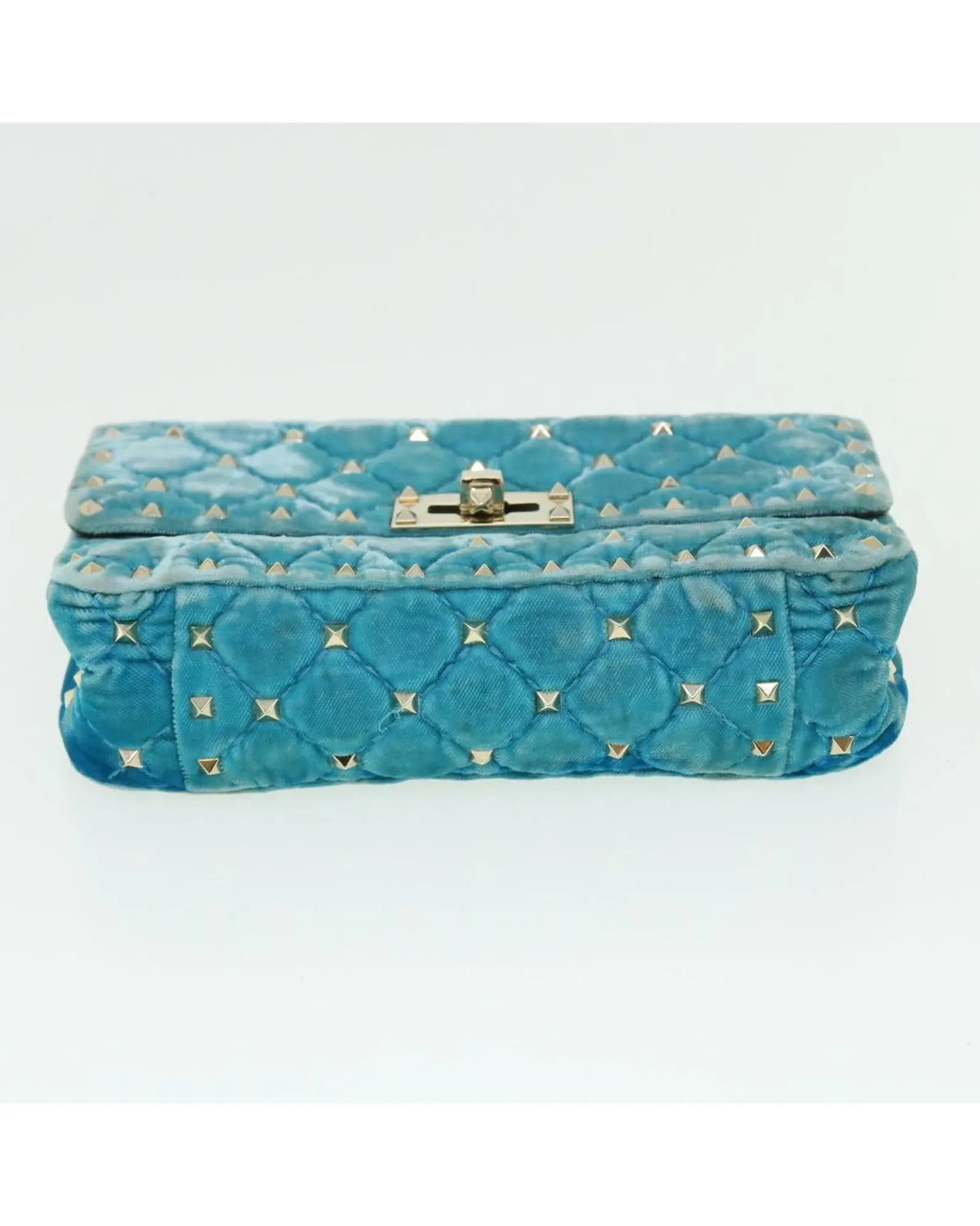 Quilted Velor Shoulder Bag with Chain Strap