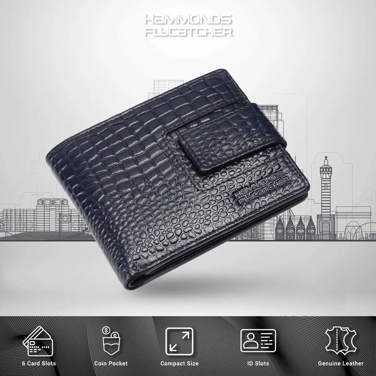 RFID Protected Bi-Fold Leather Wallet for Men - 6 Card Slots - Snap Button Closure - Gift for Men