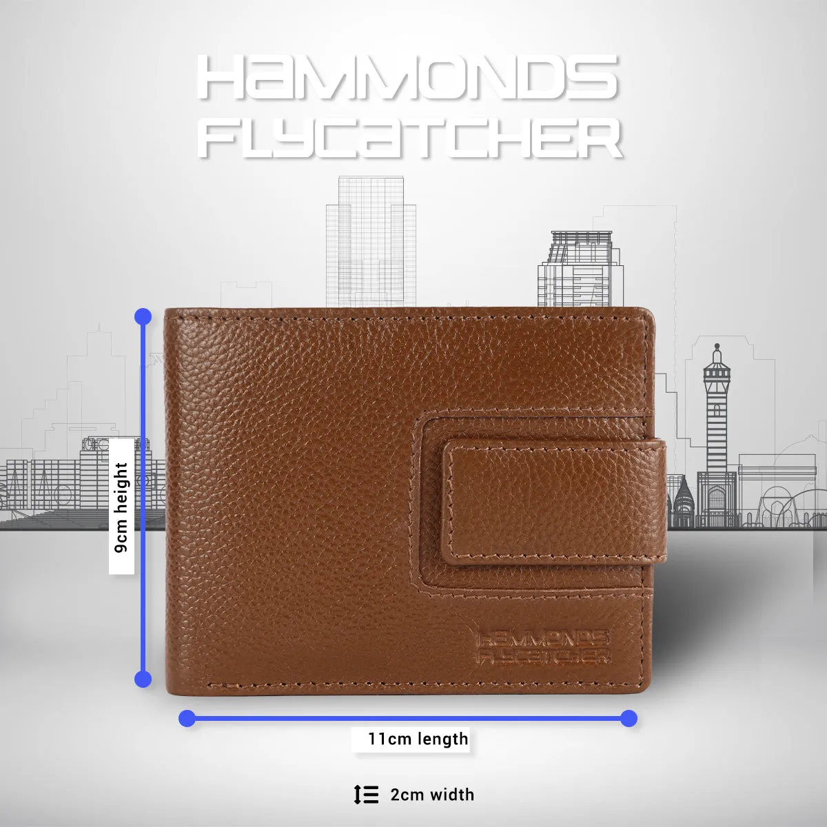 RFID Protected Bi-Fold Leather Wallet for Men - 6 Card Slots - Snap Button Closure - Gift for Men