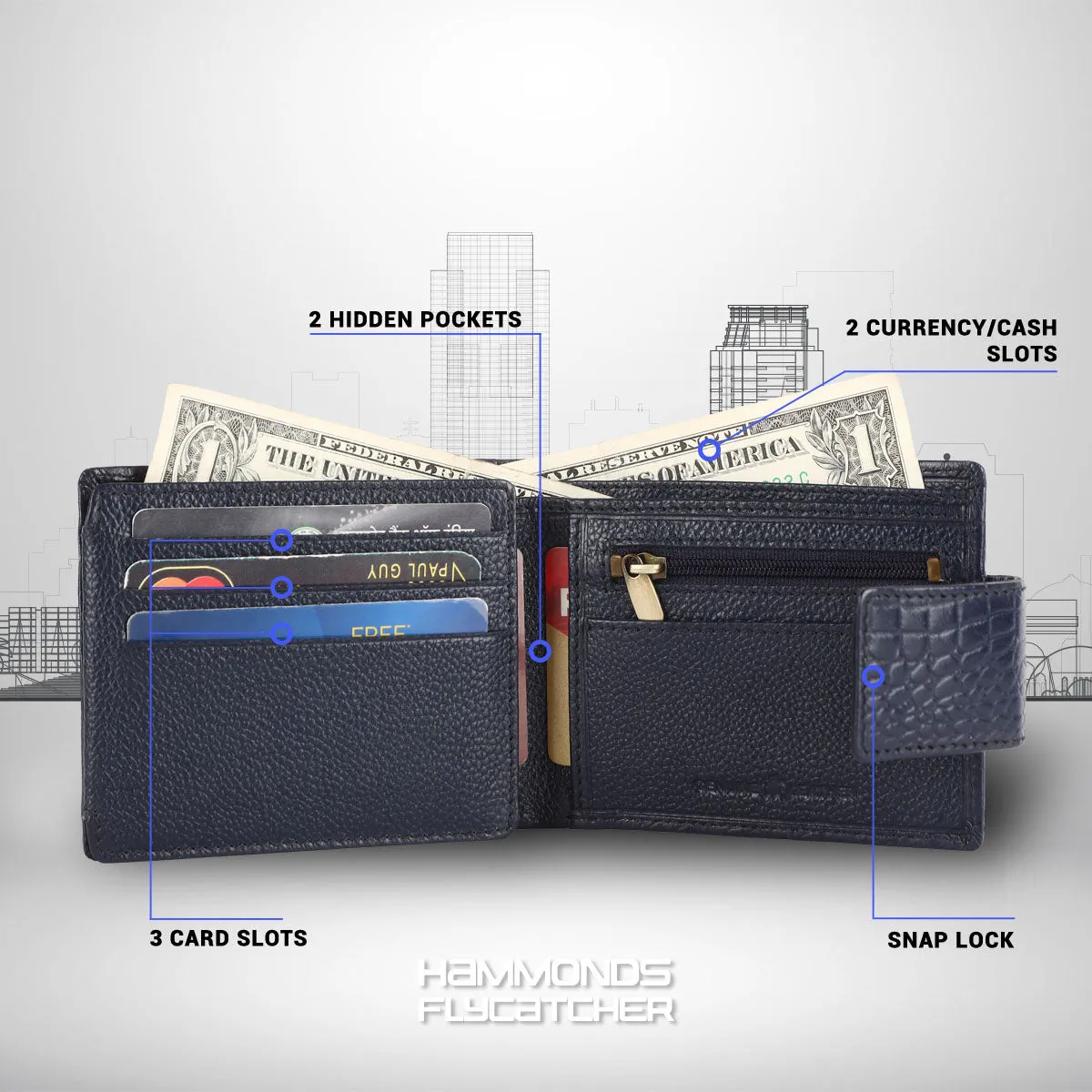 RFID Protected Genuine Leather Wallet for Mens - 7 Card Slots, Zipper Coin Pocket - Gift for Him on Any Occasion