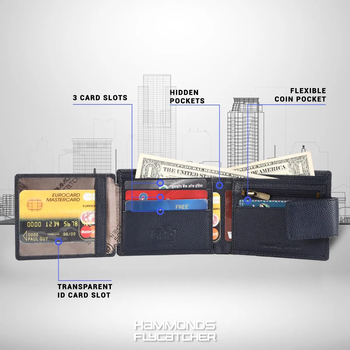 RFID Protected Genuine Leather Wallet for Mens - 7 Card Slots, Zipper Coin Pocket - Gift for Him on Any Occasion