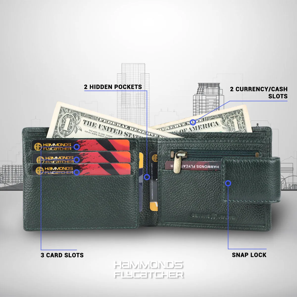 RFID Protected Genuine Leather Wallet for Mens - 7 Card Slots, Zipper Coin Pocket - Gift for Him on Any Occasion