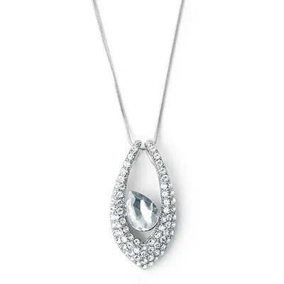 Silver Tone Oval Shaped Pendant