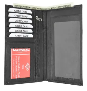 Slim Leather ID/Credit Card Holder Long Wallet with RFID Blocking