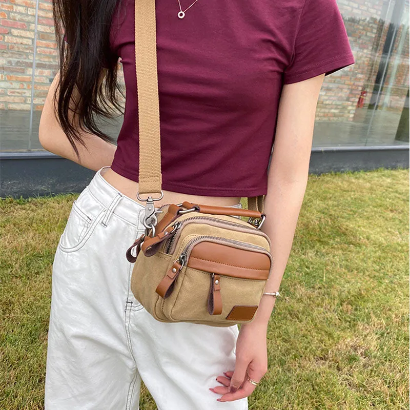 Small Ladies Canvas Crossbody Satchel Bag Shoulder Purse For Women