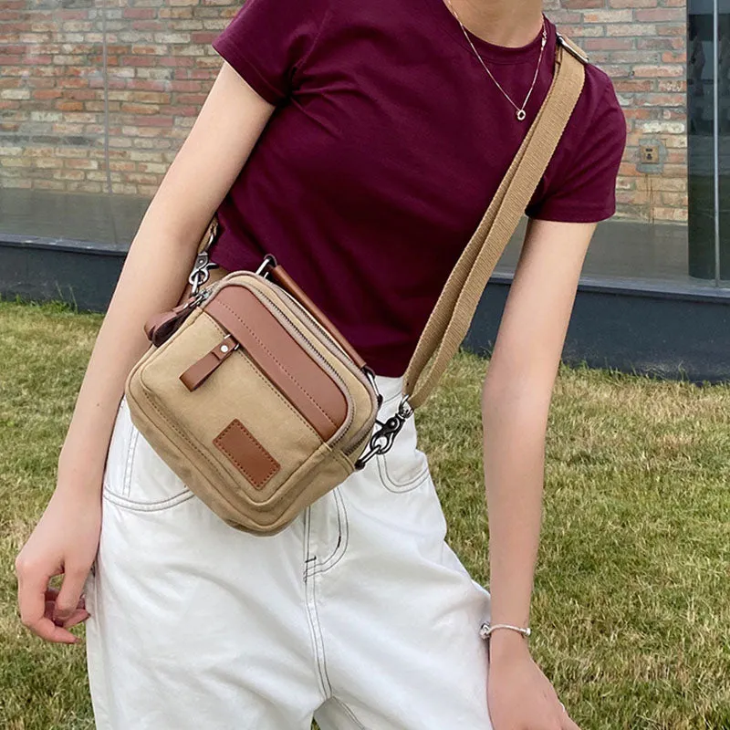 Small Ladies Canvas Crossbody Satchel Bag Shoulder Purse For Women
