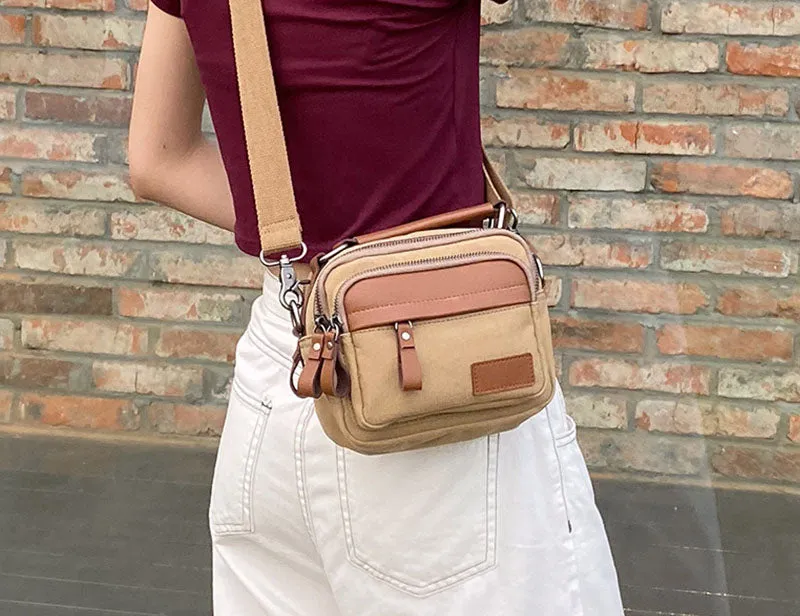 Small Ladies Canvas Crossbody Satchel Bag Shoulder Purse For Women