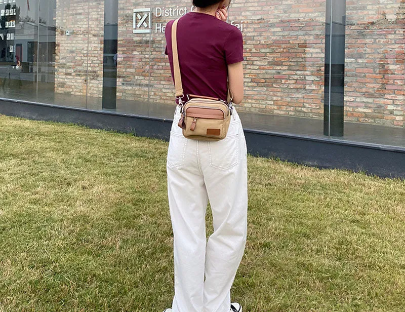 Small Ladies Canvas Crossbody Satchel Bag Shoulder Purse For Women