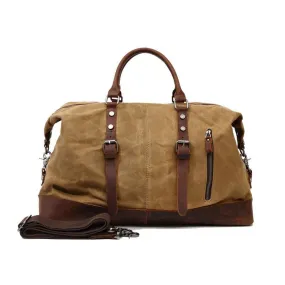 Waterproof Waxed Canvas Leather Travel Duffel Bag