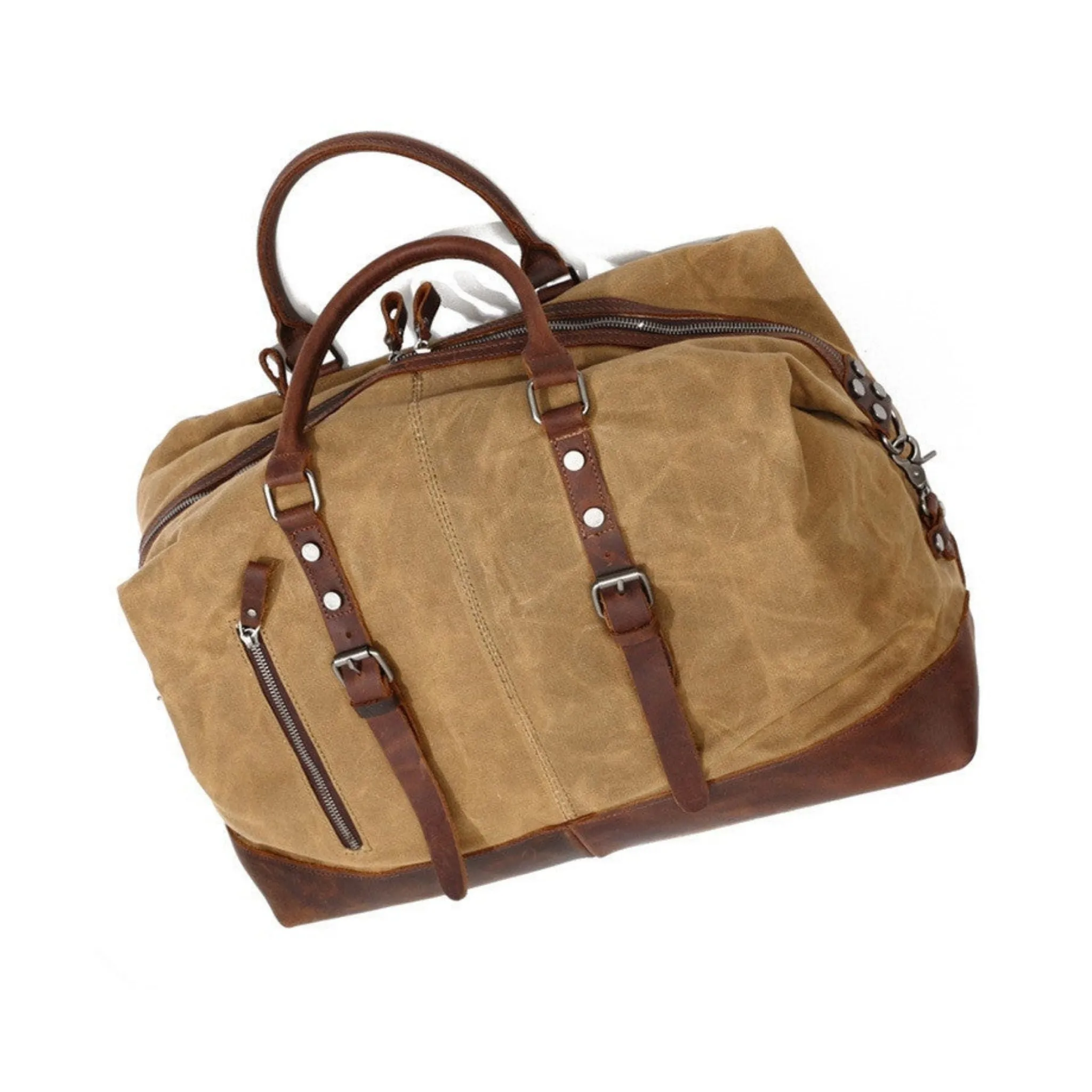 Waterproof Waxed Canvas Leather Travel Duffel Bag