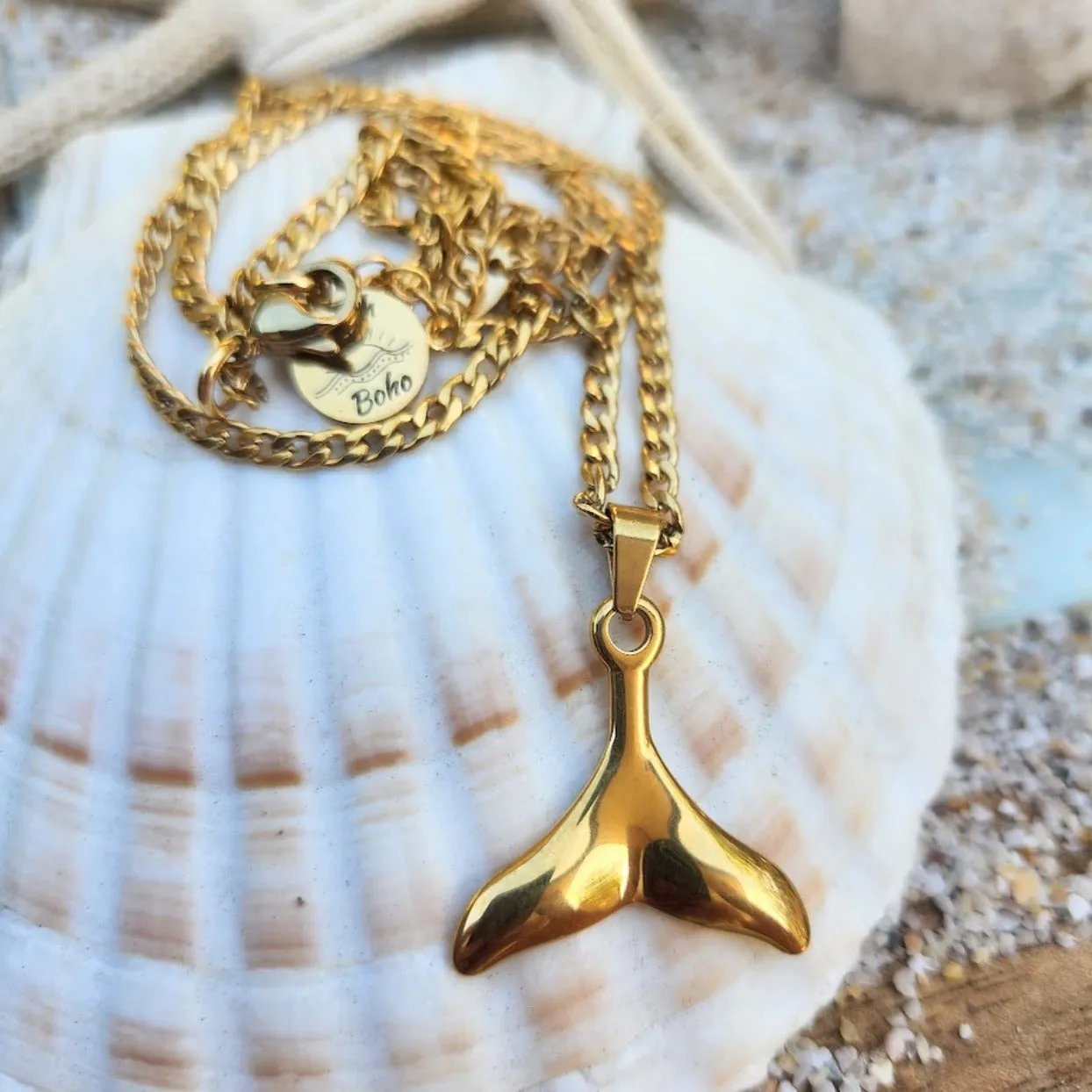 WHALE TAIL NECKLACE 18K GOLD - WATER PROOF NECKLACE