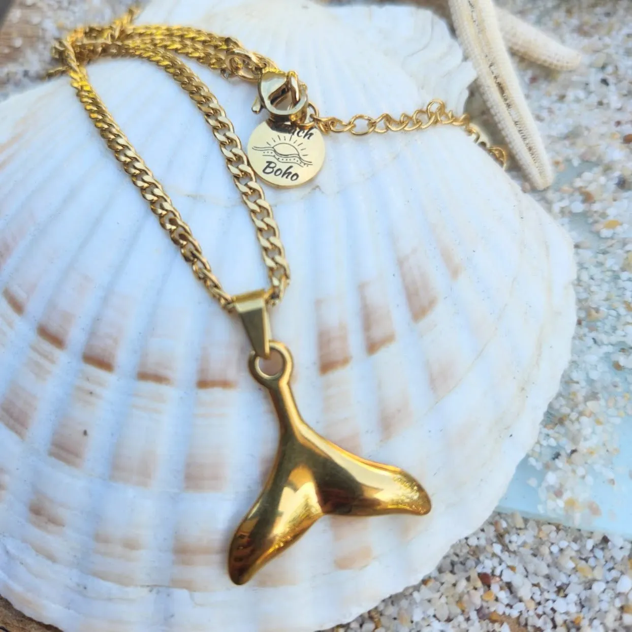 WHALE TAIL NECKLACE 18K GOLD - WATER PROOF NECKLACE