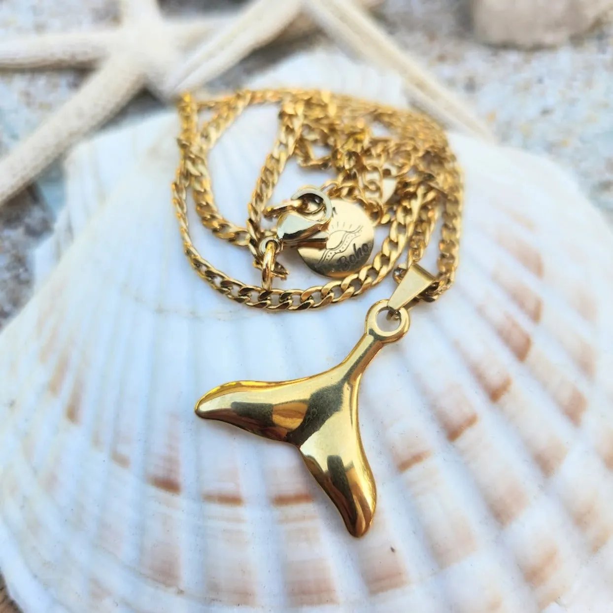 WHALE TAIL NECKLACE 18K GOLD - WATER PROOF NECKLACE