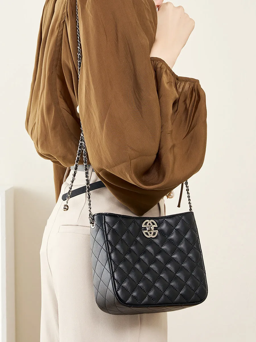 Women Fashion Cowhide Leather Chain Cross Body Bag