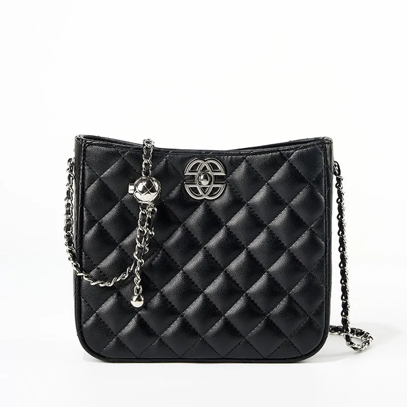 Women Fashion Cowhide Leather Chain Cross Body Bag