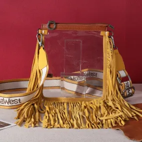 Yellow Fringe Clear Stadium Crossbody Bag - MW906-A192MST